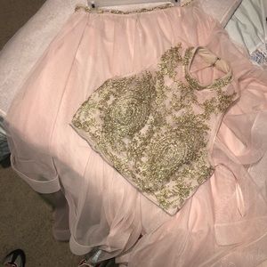 Pink and gold prom dress